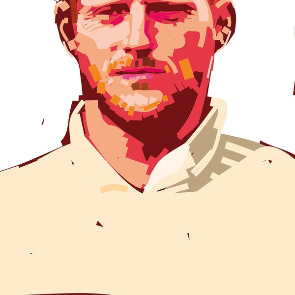 Ben Stokes:) bold and striking flat colour artwork by Nick Oliver