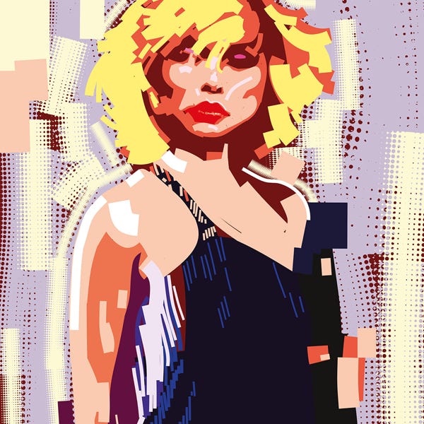 Debbie Harry Blondie:) bold and striking flat colour artwork by Nick Oliver