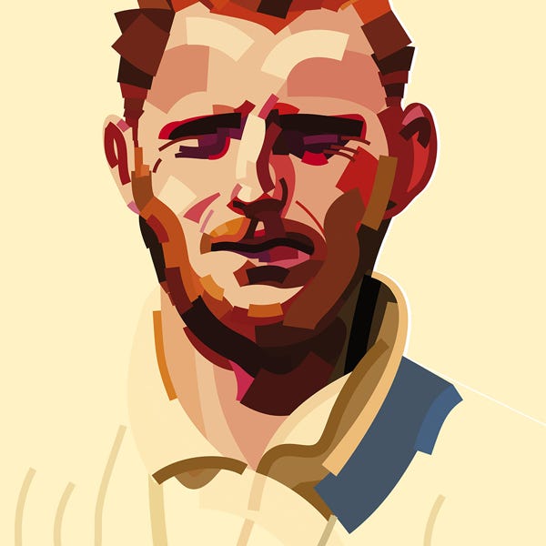 Ben Stokes:) bold and striking flat colour artwork by Nick Oliver