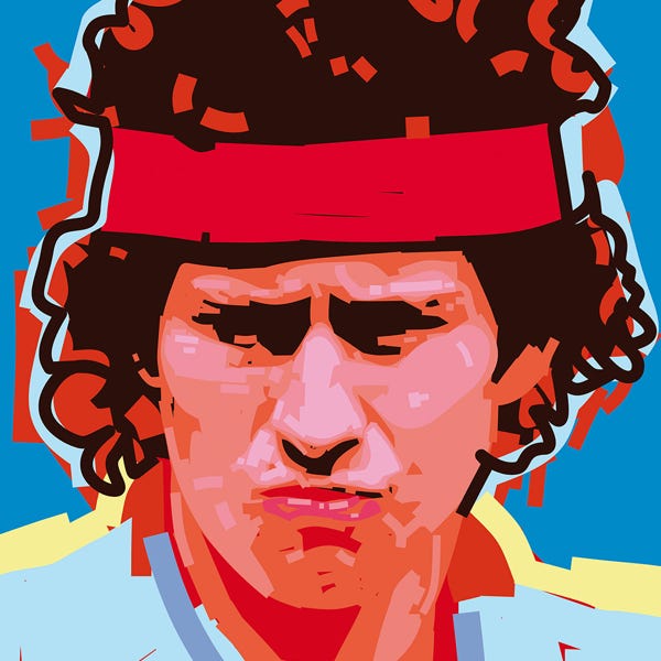 John Mcenroe:) bold and striking flat colour artwork by Nick Oliver