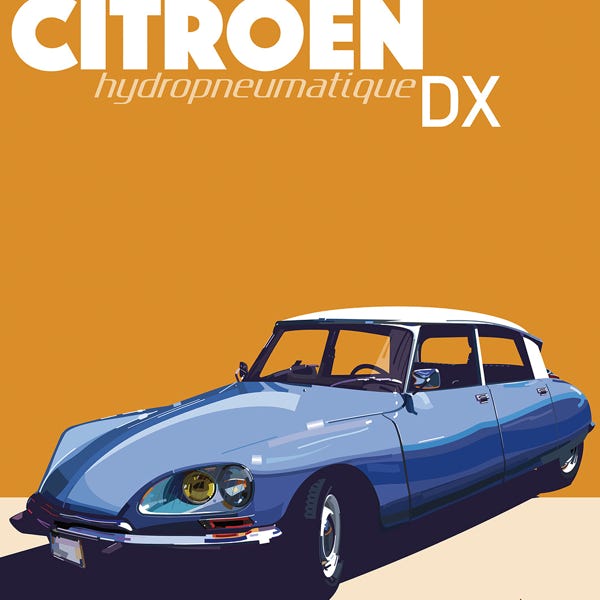 Citroen DX:) bold and striking flat colour artwork by Nick Oliver