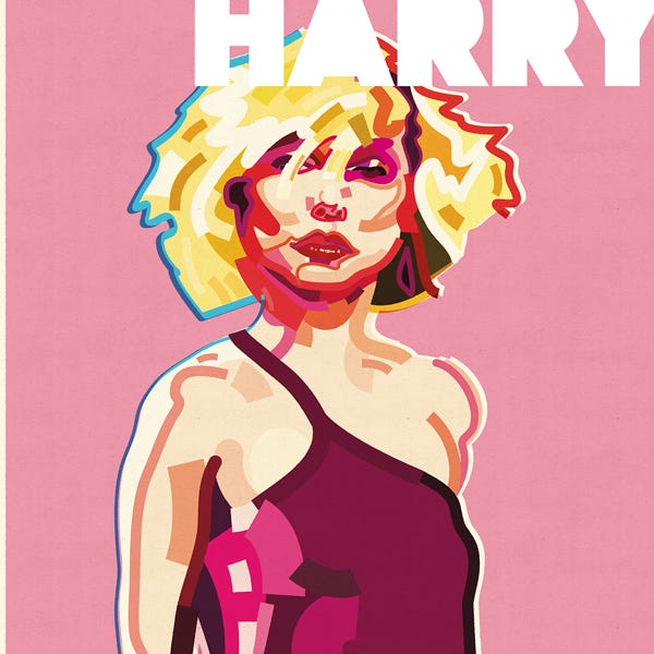 Debbie Harry Blondie:) bold and striking flat colour artwork by Nick Oliver