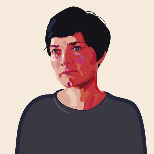 Ellen MacArthur:) bold and striking flat colour artwork by Nick Oliver