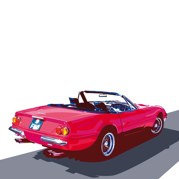 Rerrari Daytona:) bold and striking flat colour artwork by Nick Oliver