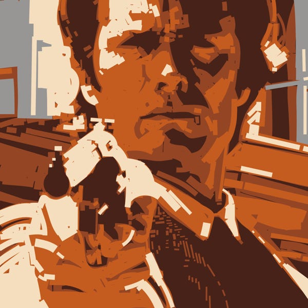 Clint Eastwood Dirty Harry:) bold and striking flat colour artwork by Nick Oliver