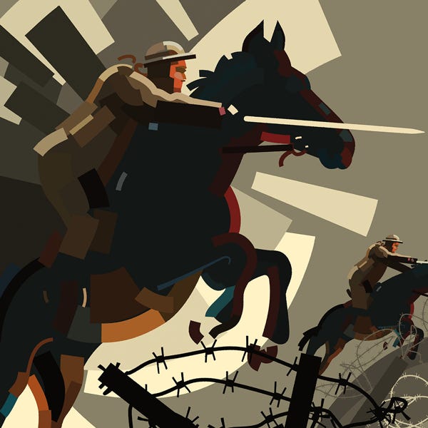 War Horse. The only was was to jump the wire... Chapter 8:) bold and striking flat colour artwork by Nick Oliver